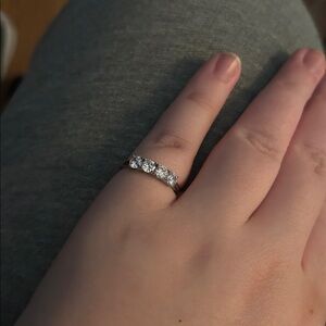 Silver ring with cubic zirconia diamonds